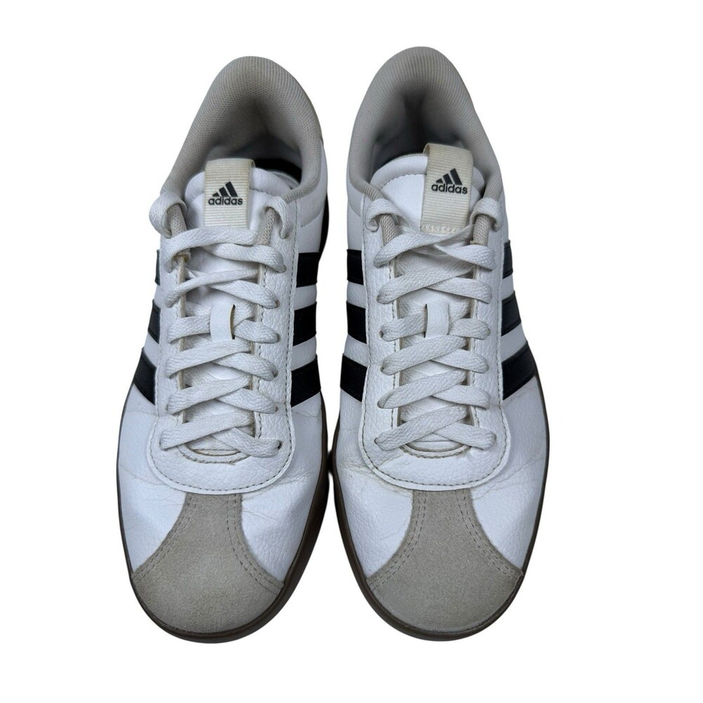 Adidas VL Court Womens 8.5 White Black Gum Leather Casual Sneakers - Picture 4 of 9